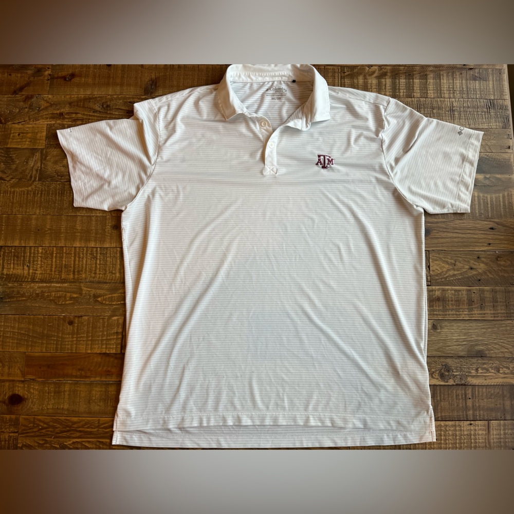 Texas A&M Shirt Mens Columbia Golf Shirt 2XL Striped Polo Aggies Activewear S/S